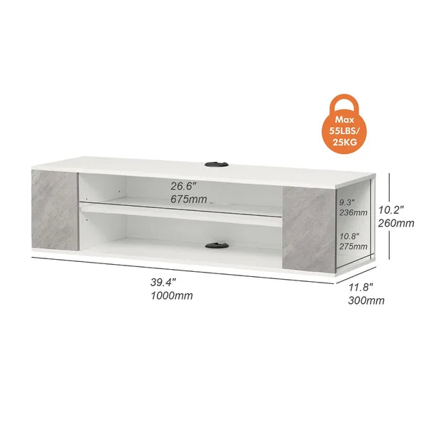 Gray Feuerstein Floating TV Stand for TVs up to 55" Adjustable Shelves with Cable Management