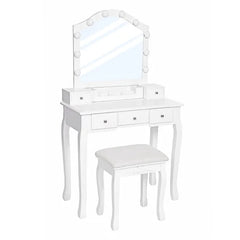 31.5'' Wide Vanity Set with Stool and Mirror Solid Manufactured Wood
