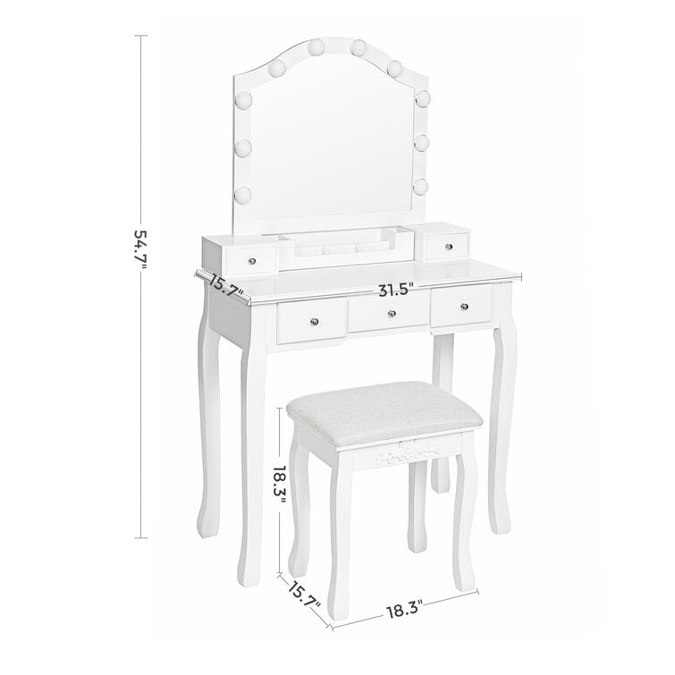 Fidel 31.5'' Wide Vanity Set with Stool and Mirror