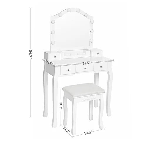 31.5'' Wide Vanity Set with Stool and Mirror Solid Manufactured Wood