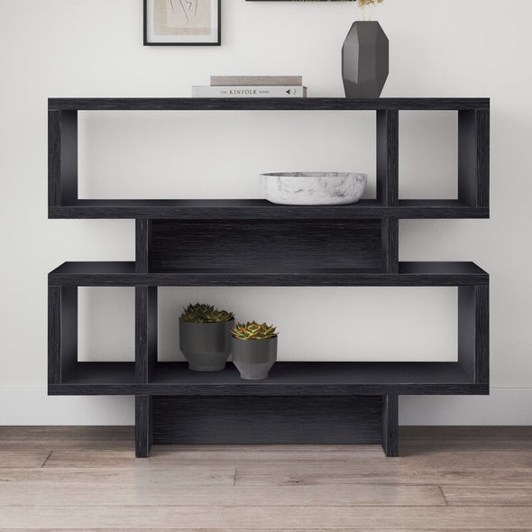Black 35'' H x 43'' W Geometric Bookcase Modern Contemporary Display is Ideal for your Home or Office