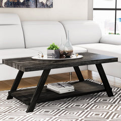 4 Legs Coffee Table with Storage The Shelf Underneath the Tabletop Provides Extra Storage Space