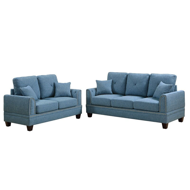 Findlay 2 Piece Living Room Set Nickel Finished Stud Trimming