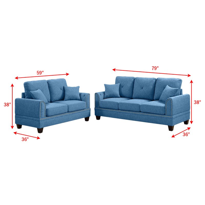 Findlay 2 Piece Living Room Set Nickel Finished Stud Trimming