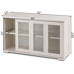 Cream White 42'' Wide Server Kitchen Storage Cabinet with Sliding Doors is Perfect to Fit your Kitchen Or Dining Room