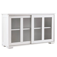 Cream White 42'' Wide Server Kitchen Storage Cabinet with Sliding Doors is Perfect to Fit your Kitchen Or Dining Room