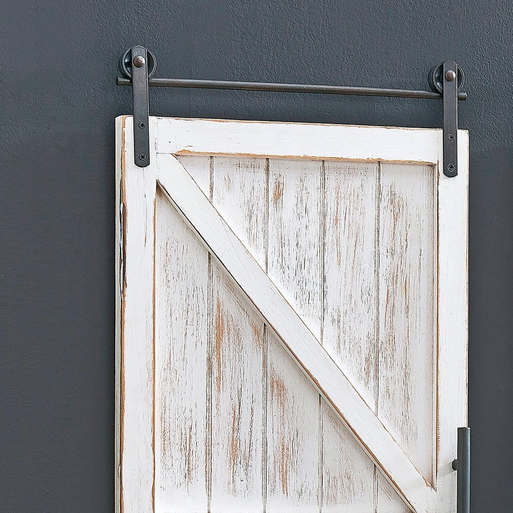 2-pc. Wooden Barn Door Wall Plaque Set - Aged White Bring Home