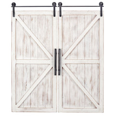 2-pc. Wooden Barn Door Wall Plaque Set - Aged White Bring Home