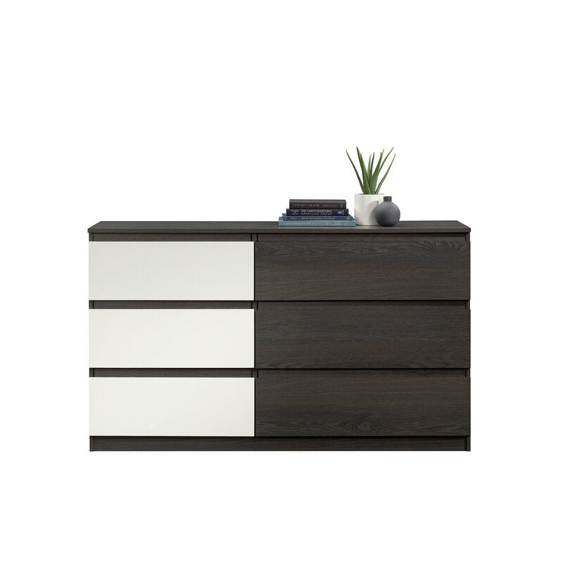 Charcoal Ash 6 Drawer 55.16'' W Dresser Create the Storage Options your Bedroom Needs While Adding A Touch of Contemporary Style and Design
