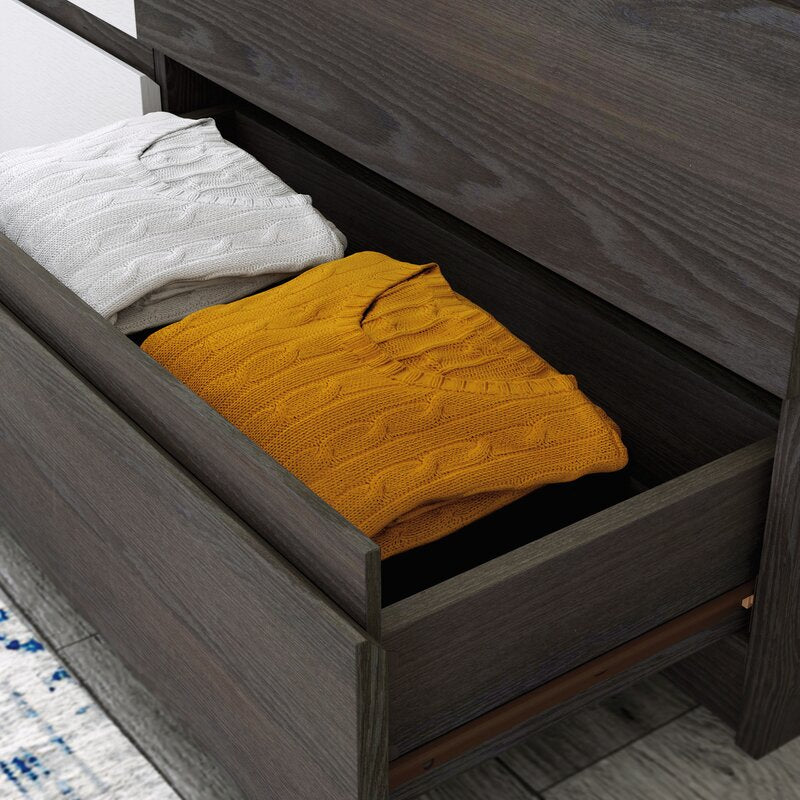 Charcoal Ash 6 Drawer 55.16'' W Dresser Create the Storage Options your Bedroom Needs While Adding A Touch of Contemporary Style and Design