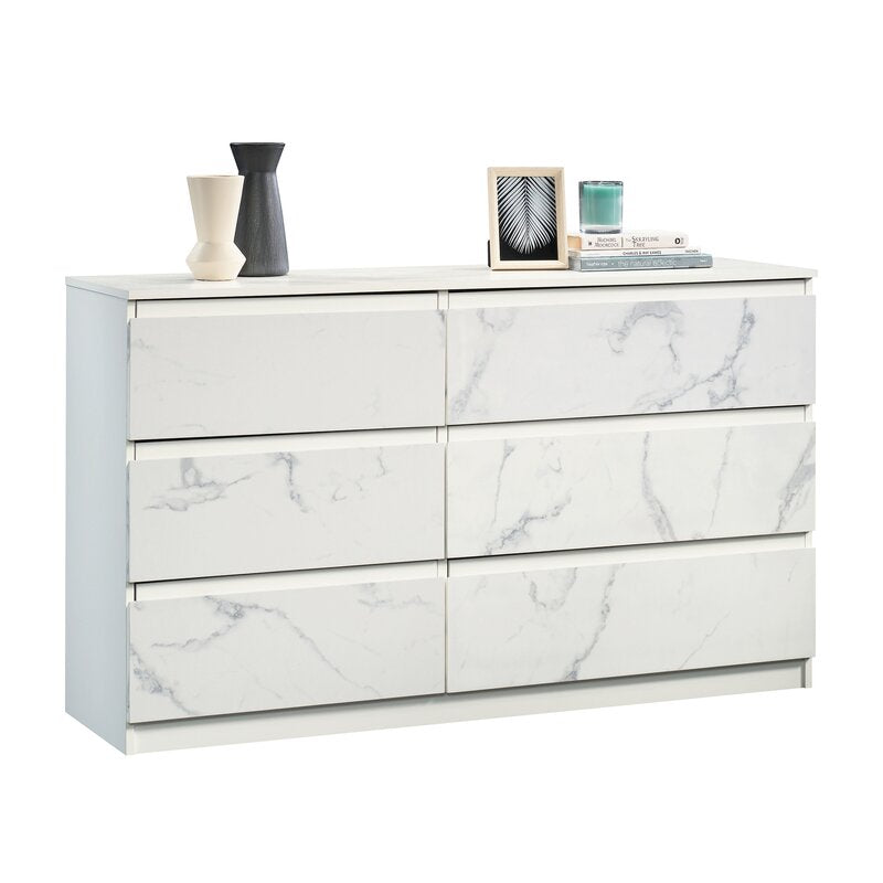 White 6 Drawer 55.16'' W Dresser Create the Storage Options your Bedroom Needs While Adding A Touch of Contemporary Style and Design