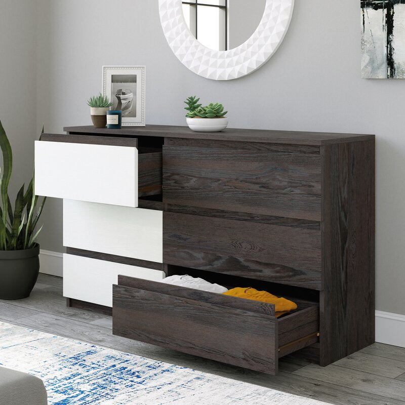 Charcoal Ash 6 Drawer 55.16'' W Dresser Create the Storage Options your Bedroom Needs While Adding A Touch of Contemporary Style and Design