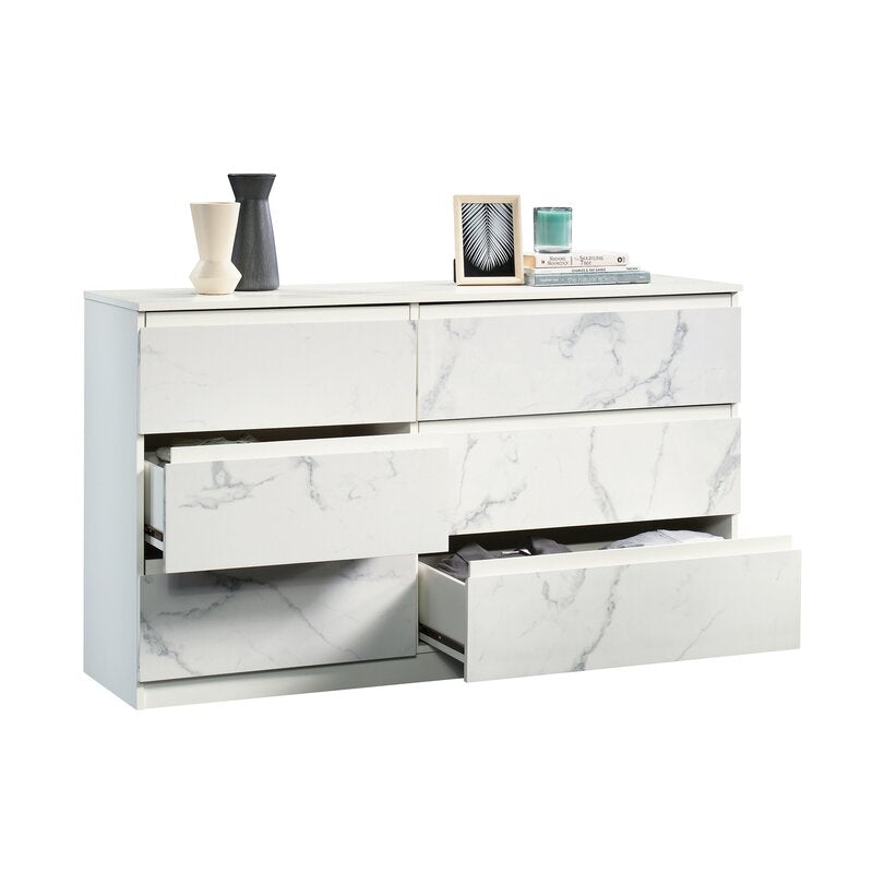 White 6 Drawer 55.16'' W Dresser Create the Storage Options your Bedroom Needs While Adding A Touch of Contemporary Style and Design
