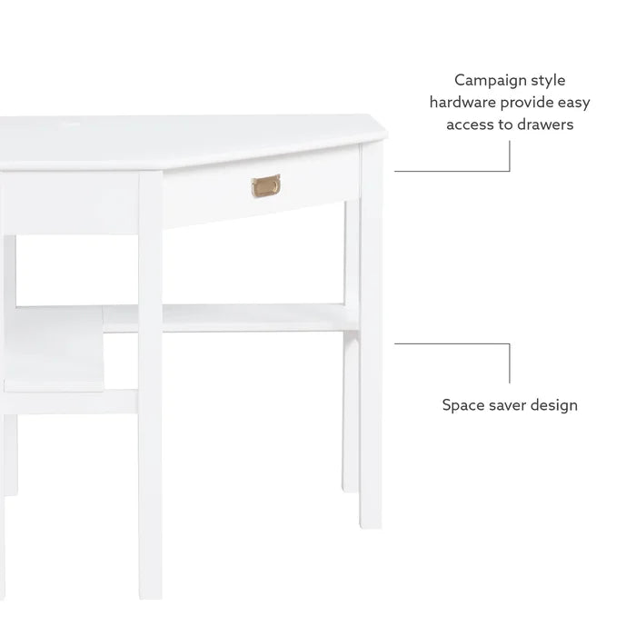 Solid Wood Flaviana Corner Desk with Keyboard Tray Perfect for Corner Space