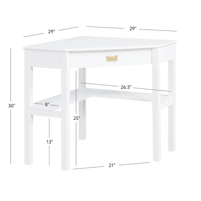 Solid Wood Flaviana Corner Desk with Keyboard Tray Perfect for Corner Space