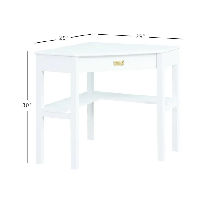 Solid Wood Flaviana Corner Desk with Keyboard Tray Perfect for Corner Space