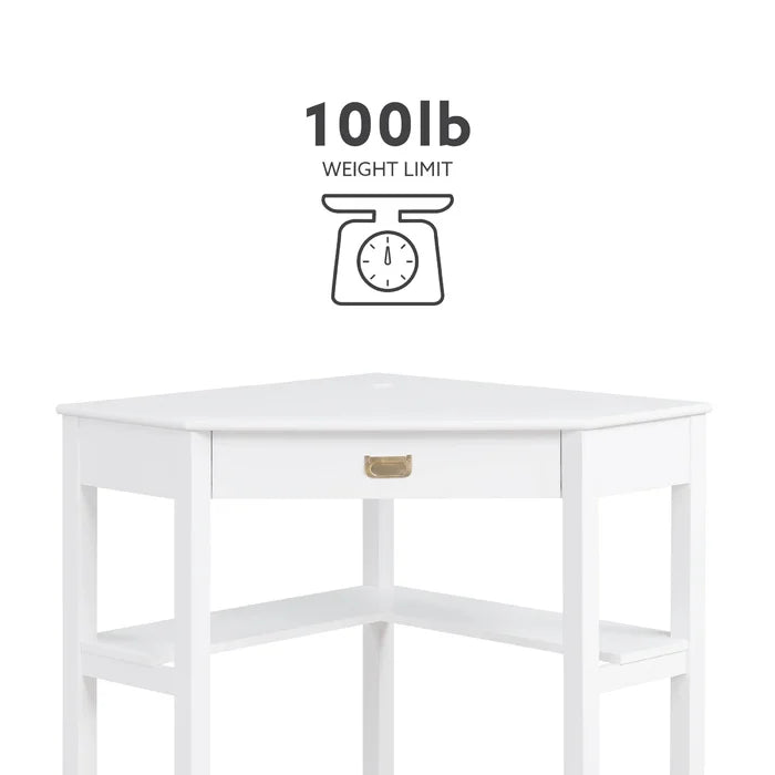 Solid Wood Flaviana Corner Desk with Keyboard Tray Perfect for Corner Space