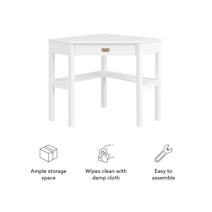 Solid Wood Flaviana Corner Desk with Keyboard Tray Perfect for Corner Space