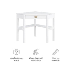Solid Wood Flaviana Corner Desk with Keyboard Tray Perfect for Corner Space