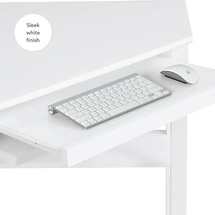 Solid Wood Flaviana Corner Desk with Keyboard Tray Perfect for Corner Space
