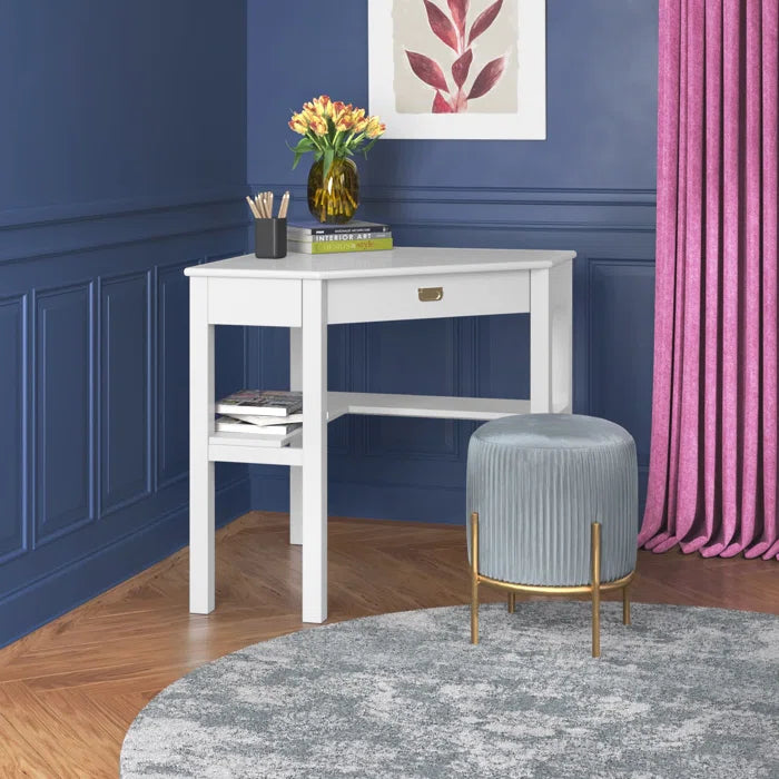 Solid Wood Flaviana Corner Desk with Keyboard Tray Perfect for Corner Space