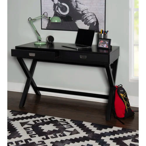 Black Flaviana Writing Desk Made from Solid and Engineered Wood