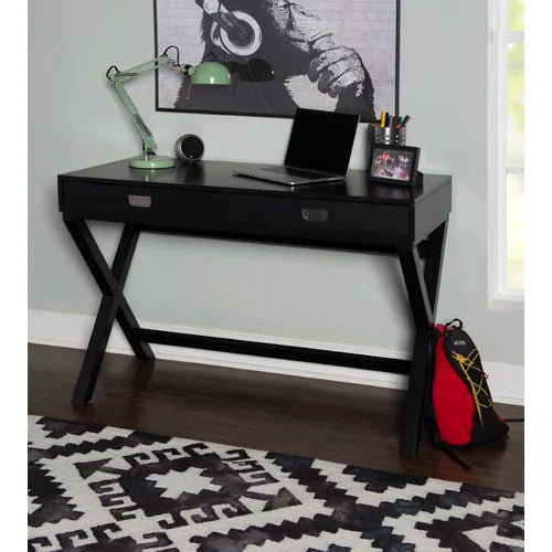 Black Flaviana Writing Desk Made from Solid and Engineered Wood