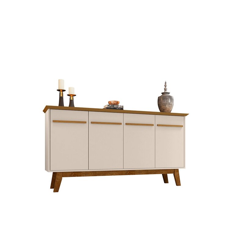 Off White/Cinnamon 62.99'' Wide Sideboard Gives you Plenty of Storage and Mid-Century Modern Style in your Dining Room or Living Room