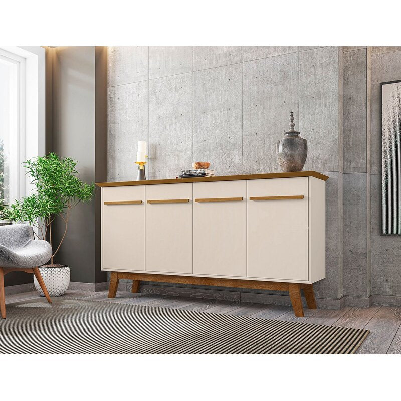 Off White/Cinnamon 62.99'' Wide Sideboard Gives you Plenty of Storage and Mid-Century Modern Style in your Dining Room or Living Room