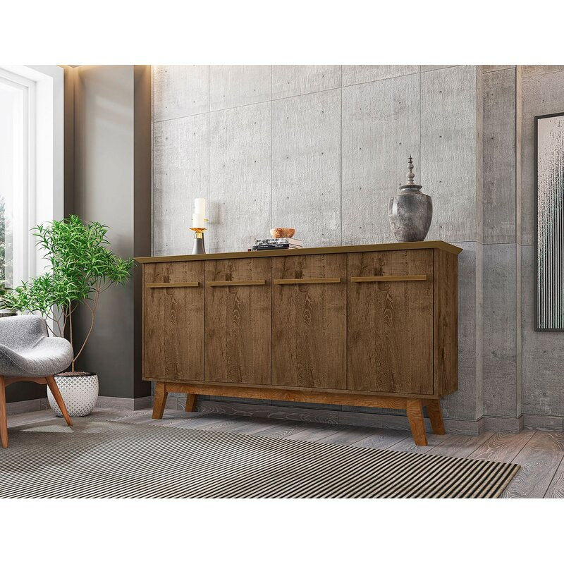 Rustic Brown 62.99'' Wide Sideboard Gives you Plenty of Storage and Mid-Century Modern Style in your Dining Room or Living Room