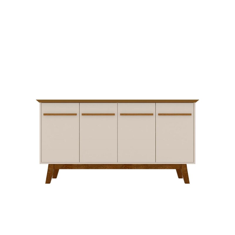 Off White/Cinnamon 62.99'' Wide Sideboard Gives you Plenty of Storage and Mid-Century Modern Style in your Dining Room or Living Room