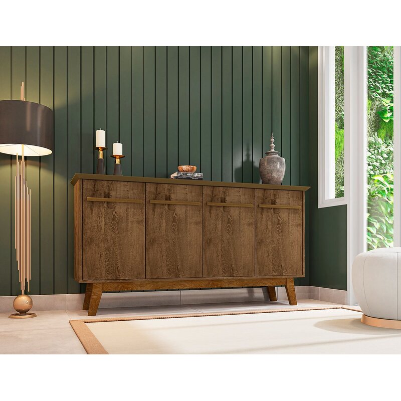 Rustic Brown 62.99'' Wide Sideboard Gives you Plenty of Storage and Mid-Century Modern Style in your Dining Room or Living Room
