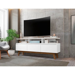 White Flemming TV Stand for TVs up to 70" Crafted from Solid and Engineered Wood