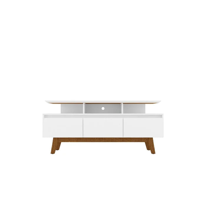 White Flemming TV Stand for TVs up to 70" Crafted from Solid and Engineered Wood