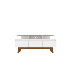 White Flemming TV Stand for TVs up to 70" Crafted from Solid and Engineered Wood