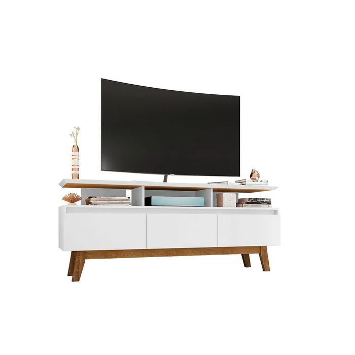 White Flemming TV Stand for TVs up to 70" Crafted from Solid and Engineered Wood