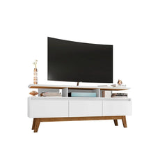 White Flemming TV Stand for TVs up to 70" Crafted from Solid and Engineered Wood
