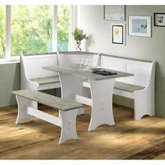 White/Gray Floros 6 - Person Breakfast Nook Dining Set Solid Wood