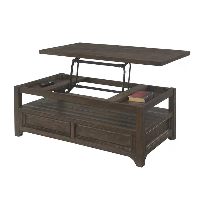 Lift-Top Coffee Table with Storage Solid Wood Perfect for Organize