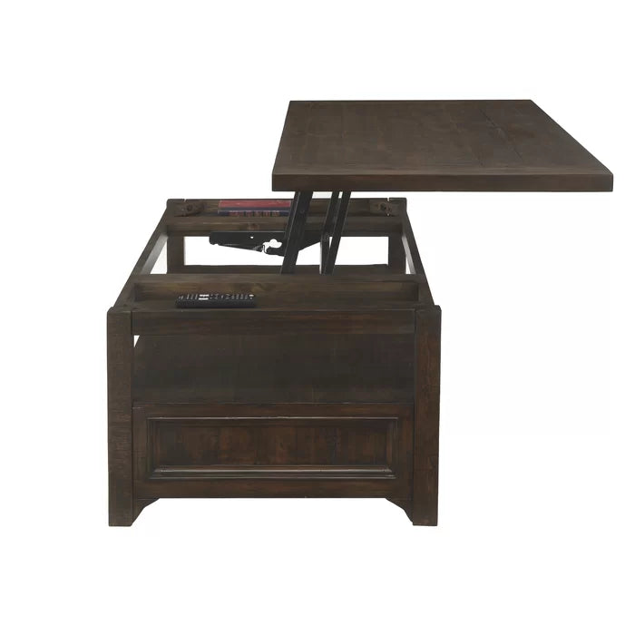 Lift-Top Coffee Table with Storage Solid Wood Perfect for Organize