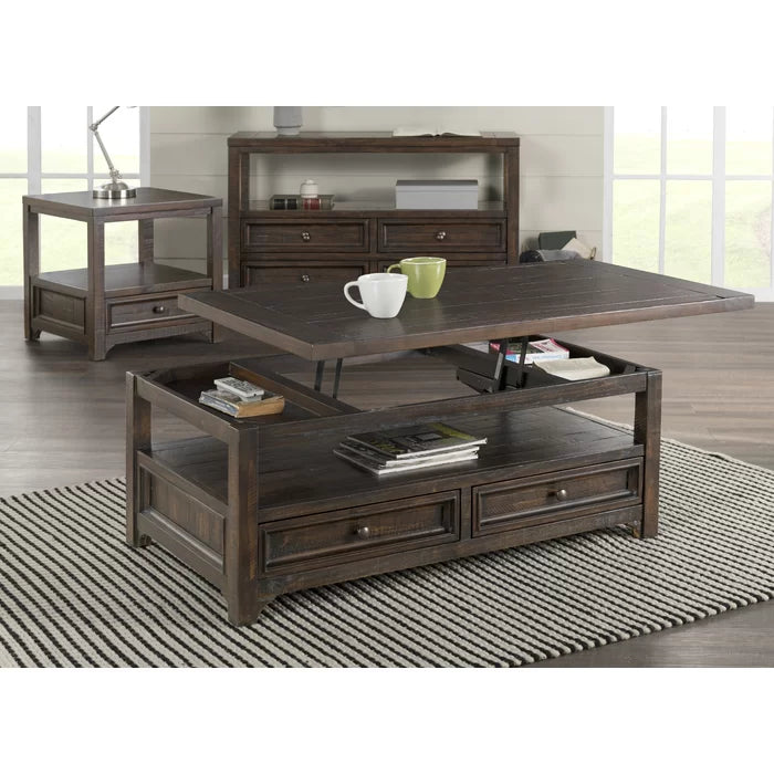Lift-Top Coffee Table with Storage Solid Wood Perfect for Organize