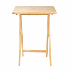 Natural Folding 5 Piece Tray Table Set with Stand Perfect Access and Organized Storage