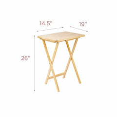 Natural Folding 5 Piece Tray Table Set with Stand Perfect Access and Organized Storage