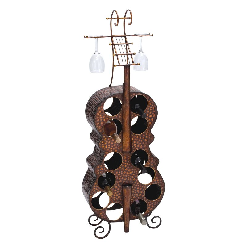 12 Bottle Follansbee Floor Wine Bottle & Glass Rack in Copper