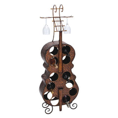 12 Bottle Follansbee Floor Wine Bottle & Glass Rack in Copper