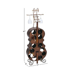 12 Bottle Follansbee Floor Wine Bottle & Glass Rack in Copper