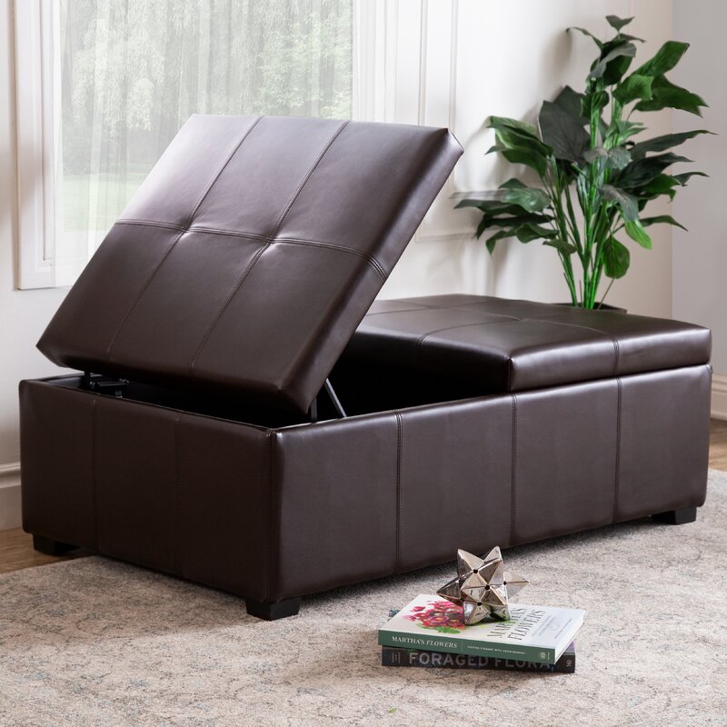 Leather cocktail ottoman shop rectangle