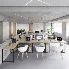 Oak Fortson L-Shape Desk Long Straight Desk with Shelves Design