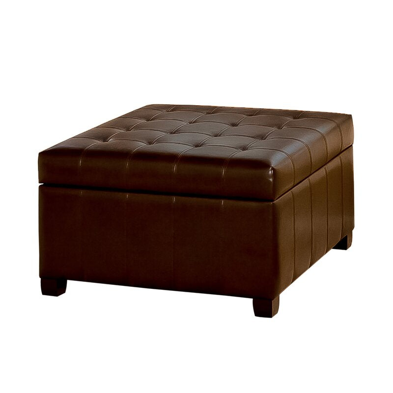 31'' Wide Faux Leather Tufted Square Ottoman with Storage