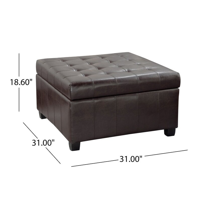 31'' Wide Faux Leather Tufted Square Ottoman with Storage